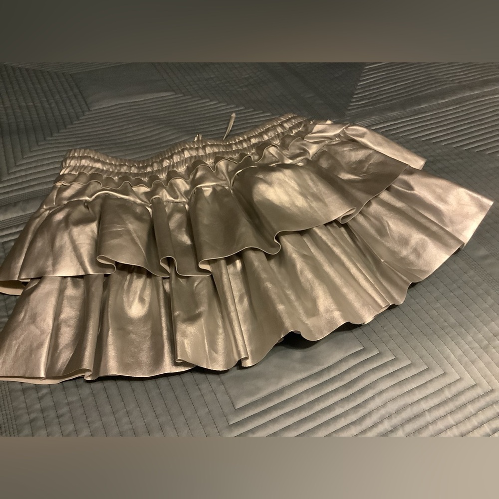 Day + Moon Leather Flounce Silver Skirt New Size Large - Picture 2 of 8